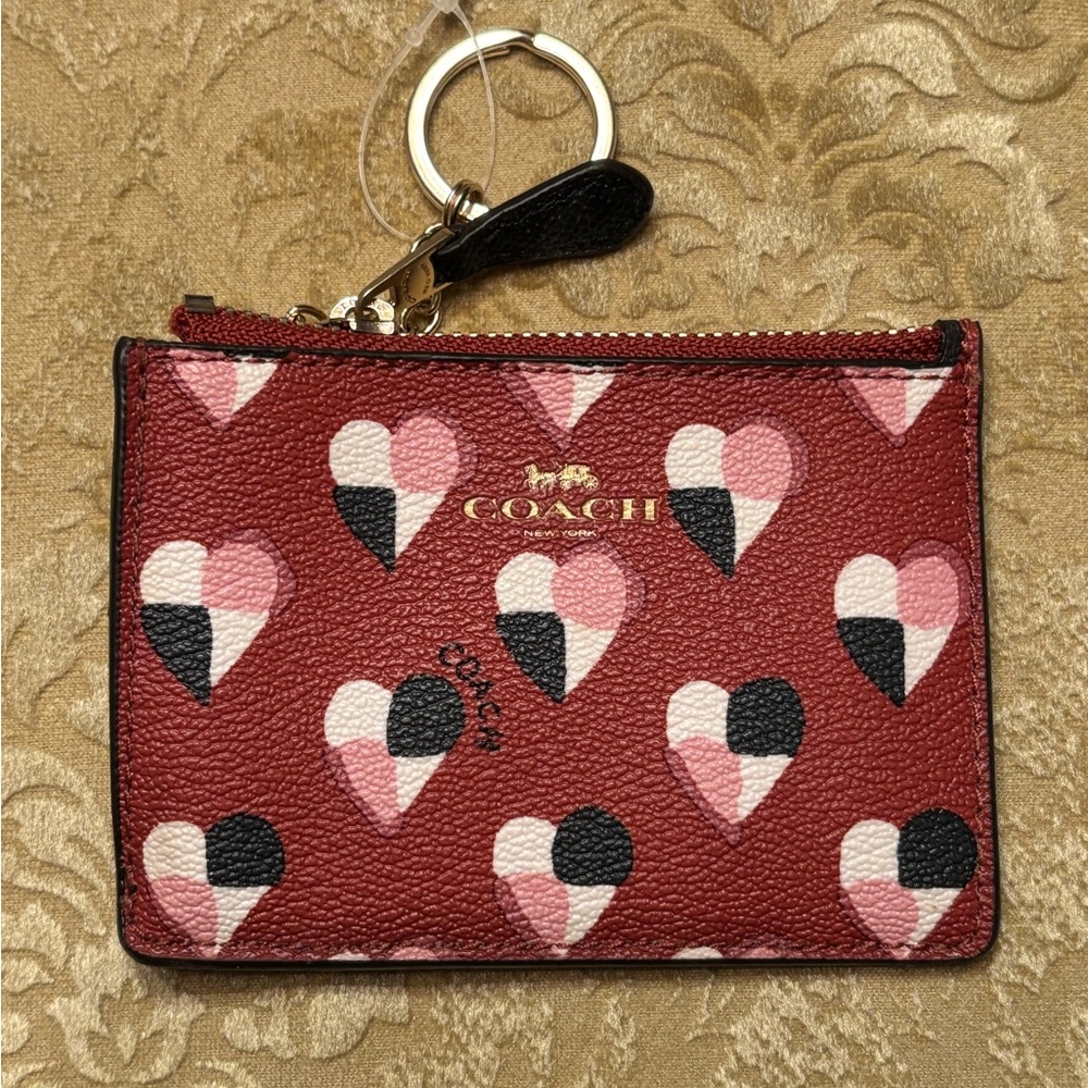 COACH Heart Mini Skinny ID Case Terracotta card wallet